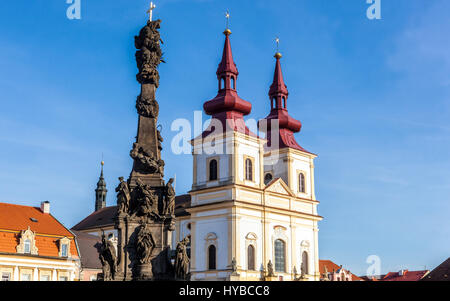 Decanal Kirche der Erhöhung des Heiligen Kreuzes, Kadan, Nord-Böhmen, Tschechische Republik, Europa Stockfoto