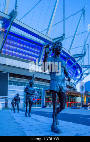 Terry Fox Memorial entworfen von Douglas Coupland, BC Place, Vancouver, Britisch-Kolumbien, Kanada Stockfoto