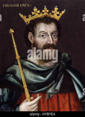 Dieses Porträt von *King John* aus der *National Portrait Gallery* in London stellt den englischen Monarchen dar, der für seine Regierungszeit von 1199 bis 1216 bekannt war. Das Bild spiegelt seine historische Bedeutung und Rolle in der englischen Geschichte wider. Stockfoto