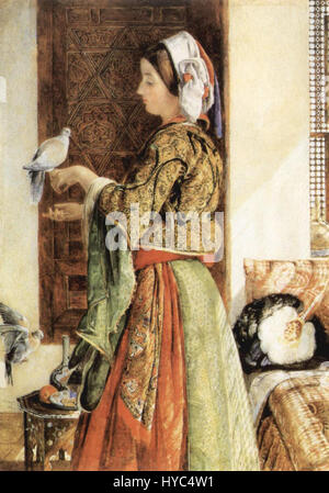 Kunstwerk mit dem Titel „John Frederick Lewis 001“, eine Illustration oder ein Gemälde des Künstlers John Frederick Lewis, bekannt für detaillierte orientalistische Werke. Stockfoto