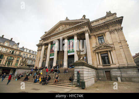 Die Brüsseler Börse (Bourse de Bruxelles), wurde per Dekret Napoleons im Jahre 1801 in Brüssel, Belgien, gegründet. Stockfoto