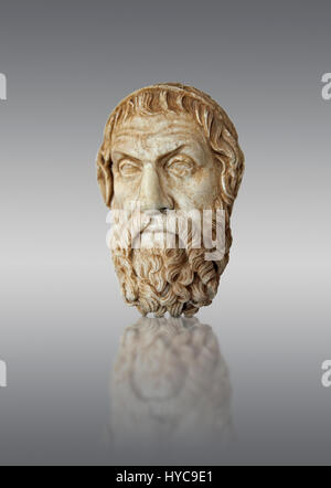 Römischen Marmorskulptur Büste von Sophokles, Farnese Typ, 1. Jahrhundert Anzeigenkopie aus einer ursprünglichen 4. Jahrhundert v. Chr. Hellanistic griechischen original, Inv 6413, Muse Stockfoto