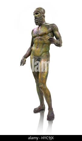 Die Bronzestatuen von Riace, die griechischen Bronzestatuen ca. 460 v. Chr. gegossen. Museo Nazionale della Magna Grecia, Reggio Calabria, Italien. Stockfoto