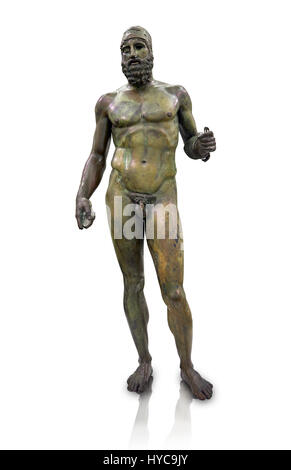 Die Bronzestatuen von Riace, die griechischen Bronzestatuen ca. 460 v. Chr. gegossen. Museo Nazionale della Magna Grecia, Reggio Calabria, Italien. Stockfoto