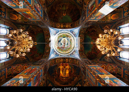 Decke der Kirche der Erlöser auf dem Blut St Petersburg, Russland Stockfoto