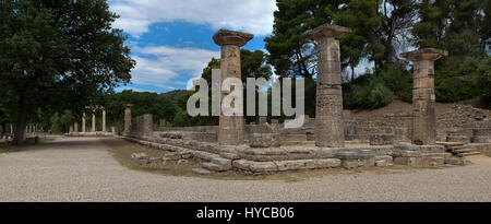 Ein Ort wo Olympische Feuer angezündet wird, Tempel der Hera, Olympia Stockfoto