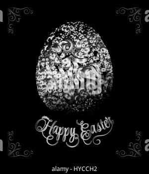 Abstrakte goldenen Osterei auf schwarzem Hintergrund. Vektor-eps10-Illustration. Happy Easter verzierten goldenem Schriftzug Stock Vektor