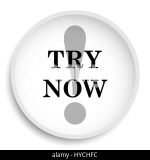 Versuchen Sie jetzt Symbol. Versuchen Sie jetzt Website Button auf weißem Hintergrund. Stockfoto