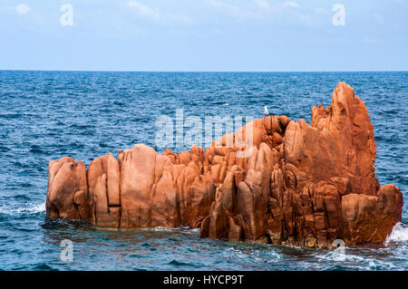 Arbatax rote Porphyr Felsen in der Nähe Hafen Capo Bellavista Sardegna Sardinien Italien Europa Stockfoto