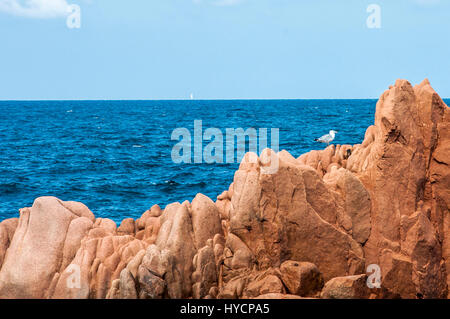 Arbatax rote Porphyr Felsen in der Nähe Hafen Capo Bellavista Sardegna Sardinien Italien Europa Stockfoto