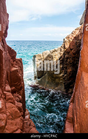 Arbatax rote Porphyr Felsen in der Nähe Hafen Capo Bellavista Sardegna Sardinien Italien Europa Stockfoto