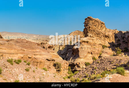 Wadi Jeihoon, der Weg zum Kloster El Deir bei Petra Stockfoto