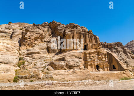 Obelisk-Grab und dem Triclinium bei Petra Stockfoto