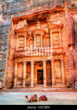 Al Khazneh Tempel in Petra. UNESCO-Weltkulturerbe Stockfoto