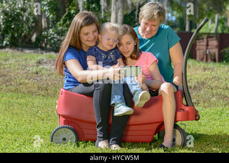 Mutter und Töchter down-Syndrom Stockfoto