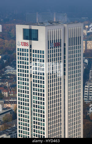 Hessen, Frankfurt, Blick von der Maintower auf den Opernturm, der deutschen zentrale Büros der Union Bank of Switzerland AG, UBS bank Stockfoto