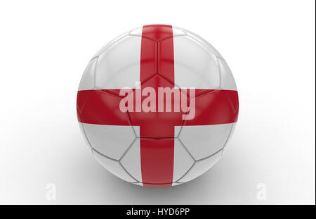 Fußball mit England Flagge isoliert auf weißem Hintergrund Stockfoto