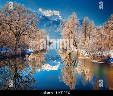 DE - Bayern: Fluss Loisach Eingabe See Kochel Stockfoto