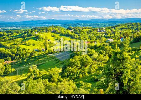 Malerischen grünen Hügeln der Plesivica Ansicht, Nordkroatien Stockfoto
