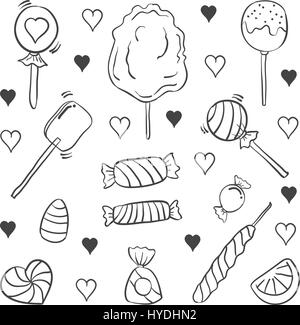 Doodle von Candy verschiedener Hand zeichnen Stock-Vektorgrafik - Alamy