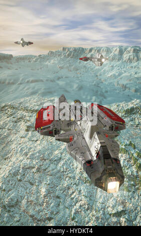 Raumschiff-Bomber 3D Render Science-Fiction Abbildung Stockfoto