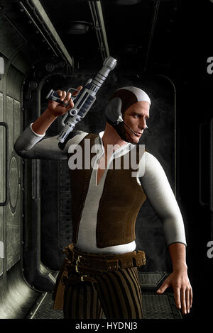 Science Fiction Raum Held 3D Render Science-Fiction Abbildung Stockfoto
