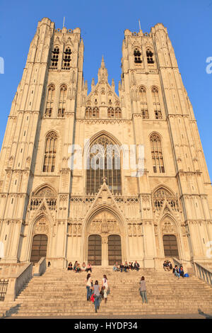 Cathédrale Saints-Michel-et-Gudule de Belgique, Bruxelles, Bruxelles, la Fassade Occidentale / / Belgien, Brüssel, Kathedrale Heiligen Michel und Gudule o Stockfoto