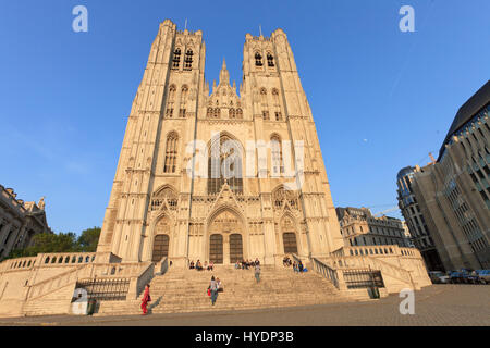 Cathédrale Saints-Michel-et-Gudule de Belgique, Bruxelles, Bruxelles, la Fassade Occidentale / / Belgien, Brüssel, Kathedrale Heiligen Michel und Gudule o Stockfoto