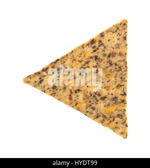 A single Bohnen und Reis Chip isoliert auf einem weißen Hintergrund. Stockfoto