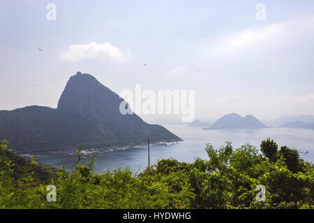 Ansicht des Zuckers von der Spitze des Fort Duque De Caxias, Rio De Janeiro, Brasilien Stockfoto