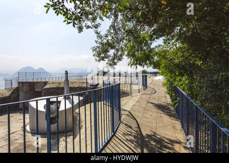 Blick auf Fort Duque De Caxias, Praia Leme, Rio De Janeiro, Brasilien Stockfoto