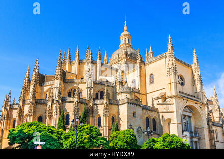 Catedral de Santa Maria de Segovia in der historischen Stadt Segovia in Castilla y Leon, Spanien. Stockfoto