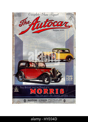 Jahrgang 1895 'Autocar' Auto Magazin in 6d mit britischen Morris Autos auf speziellen Motor Show edition Abdeckung Preis Stockfoto