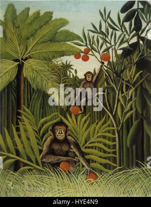 Henri Rousseau zwei Affen im Dschungel Stockfoto