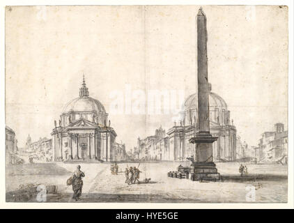 Jean Baptiste Lallemand Piazza del Popolo, Rom Google Art Project Stockfoto