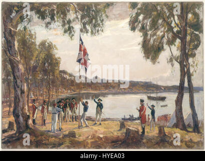 Die Gründung von Australien. Captain Arthur Phillip R.N Sydney Cove, 26. Januar 1788 Stockfoto