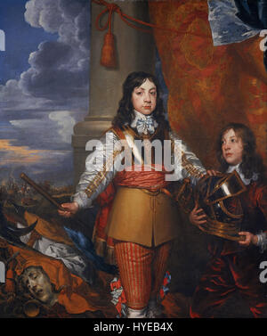 Dieses Porträt von William Dobson zeigt Karl II., König von England, Schottland und Irland. Er wurde Mitte der 1600er Jahre geschaffen und zeigt Charles als Prinz von Wales, begleitet von einer Seite, die die königliche Kleidung und den Porträtstil der damaligen Zeit widerspiegelt. Stockfoto