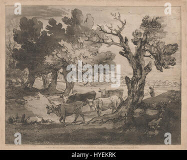 Thomas Gainsborough bewaldete Landschaft mit Hirten und Kühe Google Art Project (2384105) Stockfoto