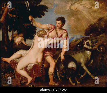 Tizian (Tiziano Vecellio) (italienische Venus und Adonis Google Art Project Stockfoto