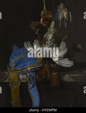 Willem van Aelst Jagd Stillleben mit einem Samtbeutel auf einem Marmor Ledge Google Art Project Stockfoto