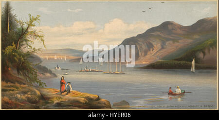 Auf den Hudson, Blick auf Pause Hals Hill, Newbury in Ferne (Boston Public Library) Stockfoto