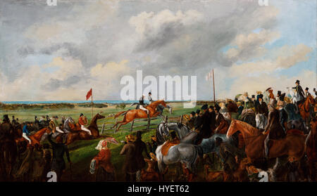 George Hamiltons Darstellung des ersten Kirschturms in Südaustralien am 25. September 1846 ist ein wichtiger Moment in der Geschichte des australischen Sports. Diese Veranstaltung war ein wichtiger Meilenstein bei der Entwicklung von Wettkampfrennen in der Region. Stockfoto