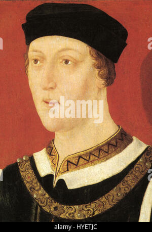 Dieses Porträt von Heinrich VI. Von England, einem Monarchen, der für seine turbulente Herrschaft bekannt ist, zeigt ihn während der Rosenkriege. Seine Darstellung spiegelt die unruhige Herrschaft des Königs und seine Rolle in der englischen Geschichte im 15. Jahrhundert wider. Stockfoto
