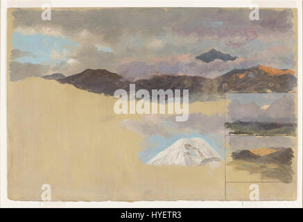 Die „Studien des Monte Chimborazo in Ecuador“ der Kirche Frederic Edwin fängt die Pracht der ecuadorianischen Landschaft ein. Die detaillierten Studien der Kirche über den Berg spiegeln seine Faszination für die Natur und seine Fähigkeit wider, wissenschaftliche Beobachtung mit künstlerischem Ausdruck zu verbinden. Stockfoto