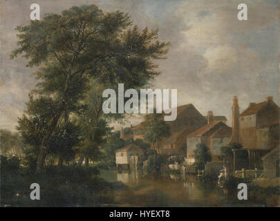 Der Fluss Wensum, Norwich, ein Gemälde von John Crome, einem englischen Landschaftsmaler, etwa 1814. Stockfoto