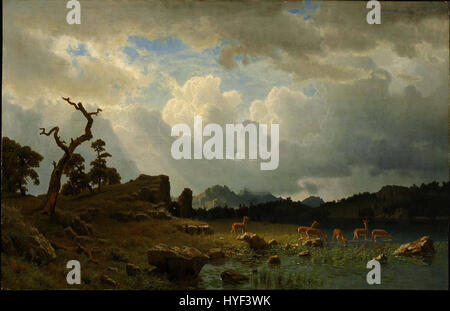 Albert Bierstadt Gewitter in den Rocky Mountains Stockfoto