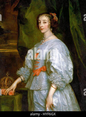 Henrietta Maria von Frankreich (1609–1669), Königin von England, war für ihren politischen Einfluss während des englischen Bürgerkriegs bekannt. Sie war die Ehefrau von König Karl I. und Unterstützerin der royalistischen Sache. Stockfoto
