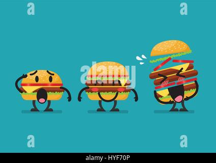 Drei lustige Hamburger Charakter. Vektor-illustration Stock Vektor