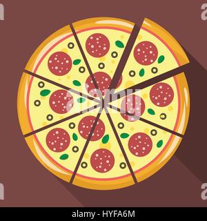 Pizza in flachen Stil. Vektor-illustration Stock Vektor
