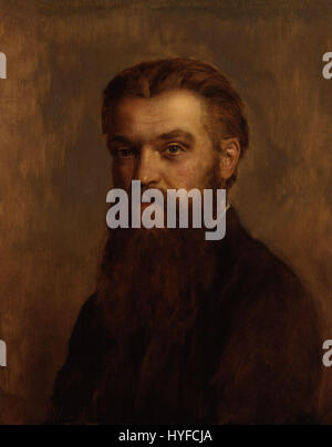 Dieses Porträt von John Collier zeigt William Kingdon Clifford, einen britischen Philosophen und Mathematiker, der für seine Arbeit in Geometrie und Philosophie bekannt ist. Das Gemälde fängt Cliffords intellektuelles Verhalten und seine Beiträge zur wissenschaftlichen Gemeinschaft ein. Stockfoto